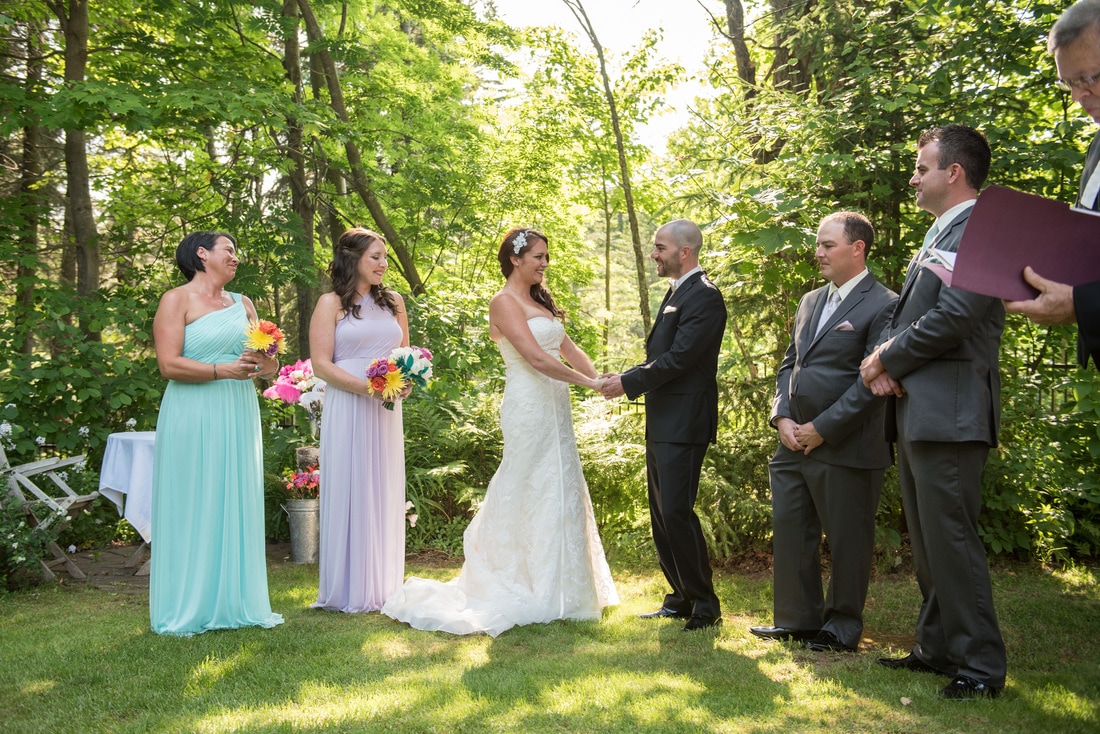 Beautiful outdoor wedding ceremony with bride and groom saint john photography